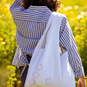 Marthe tote bag - vintage openwork fabric